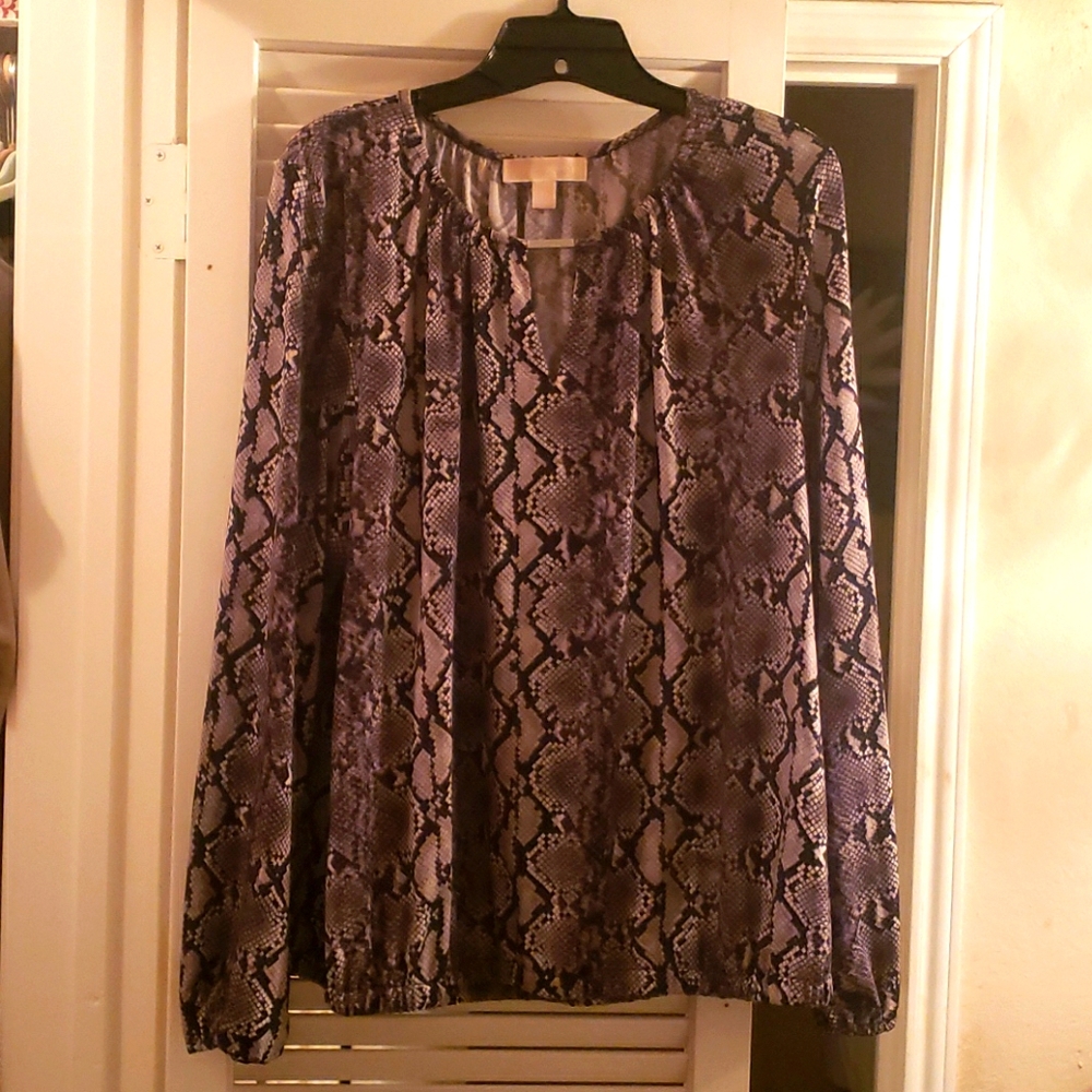 Michael Kors Black/white/grey Snakeskin print Top